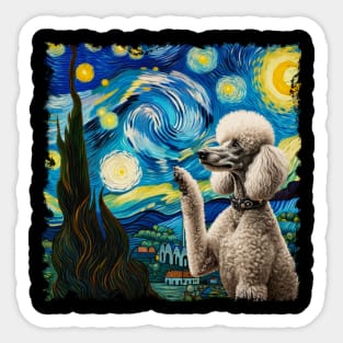 Pampered Pooches Poodle Parade, Dog Starry Night for Dog Lovers Sticker